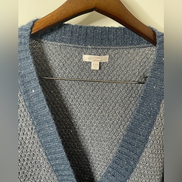 NWOT LC Lauren Conrad Trendy metallic blue cardigan - Picture 4 of 5